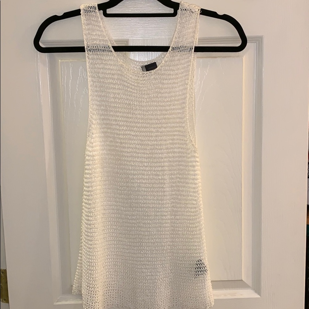 White fishnet tank top